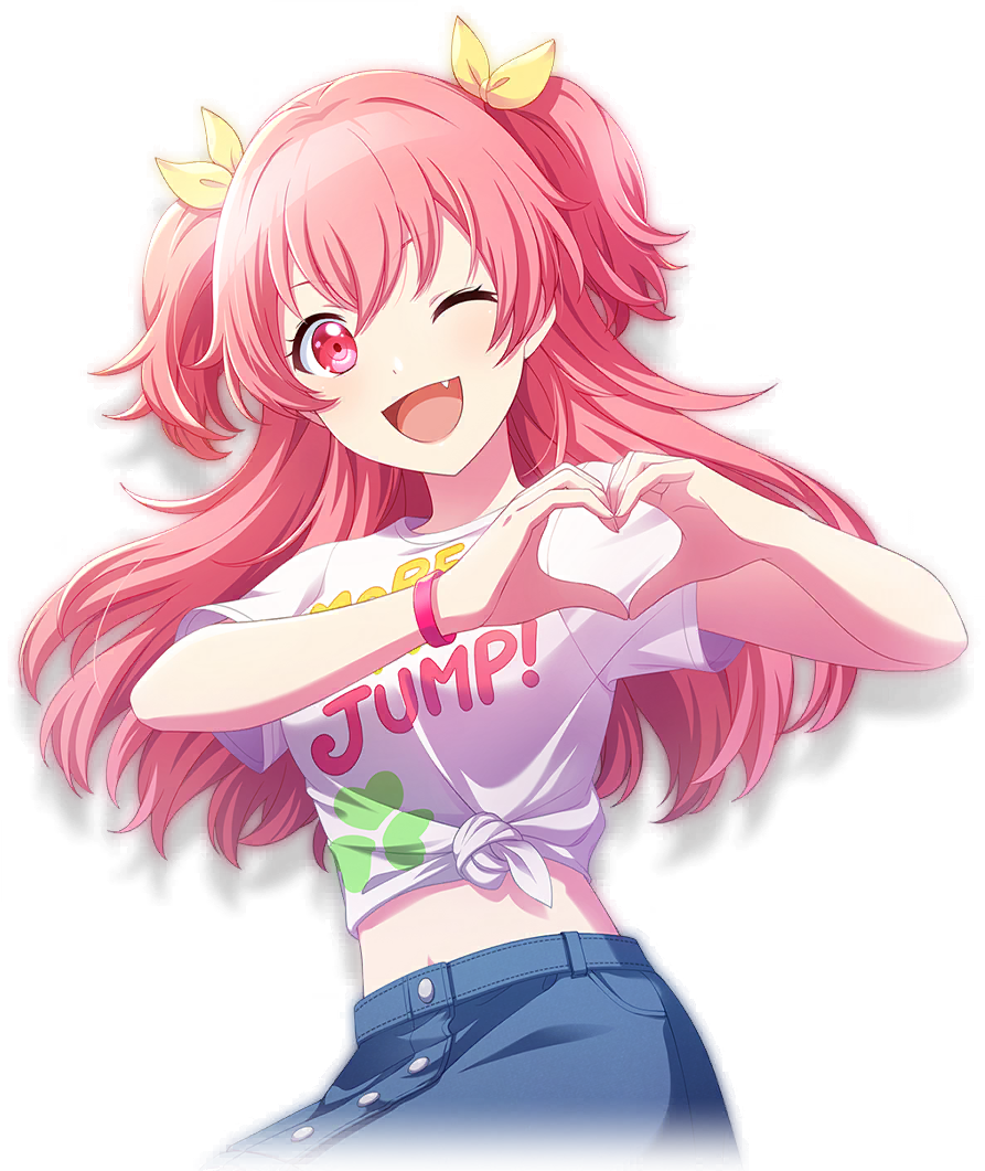 Momoi Airi making a heart with her hands
